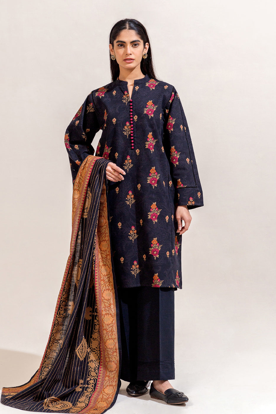 3 Piece Printed Khaddar Suit-Raven Verve (Unstitched)