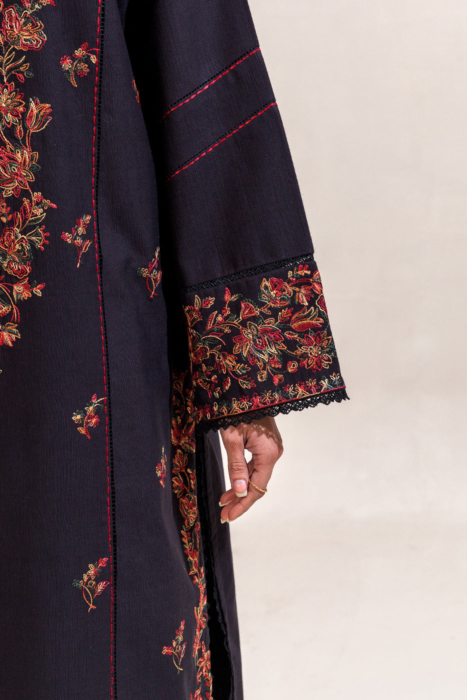 2 Piece Embroidered Khaddar Suit-Ebony Charm (Unstitched)