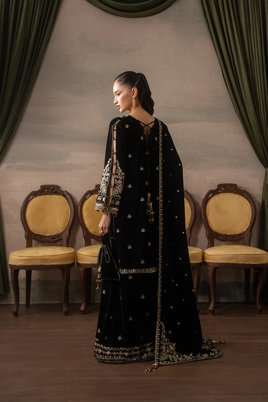 3 PIECE EMBROIDERED VELVET SUIT-MIDNIGHT SOIRÉE ( LUXURY UNSTITCHED )