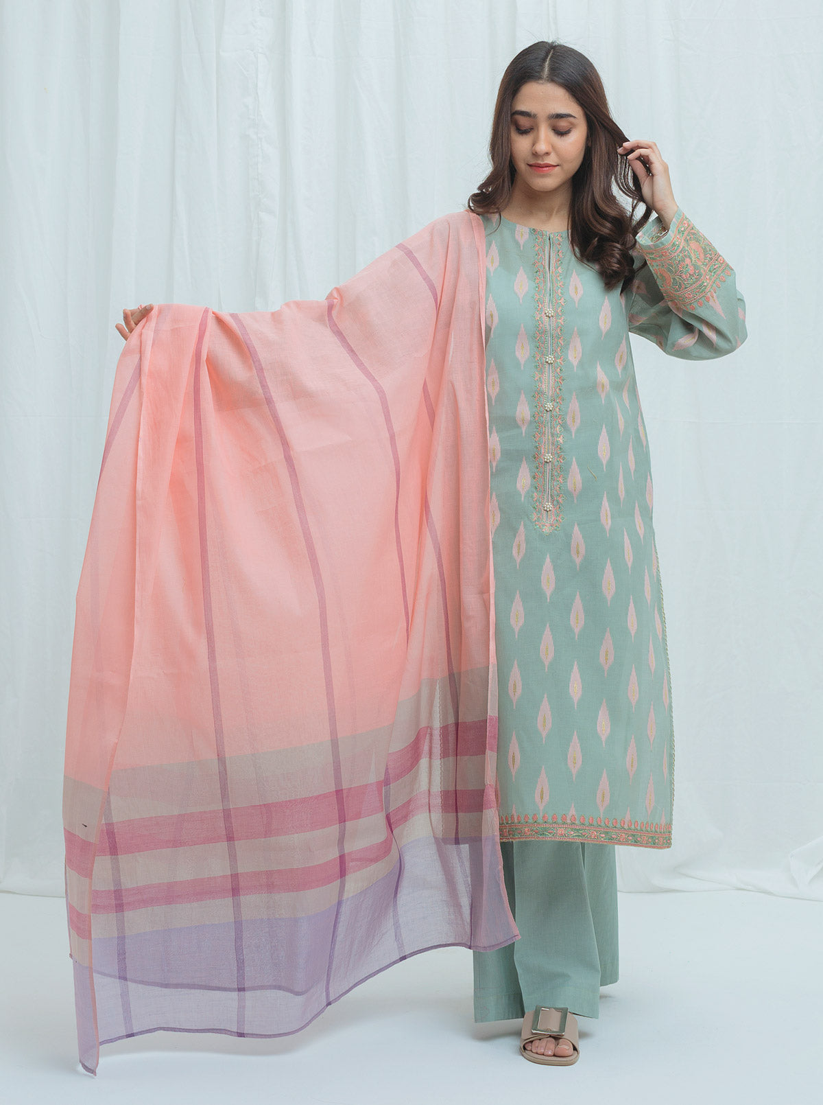Jade Muse-Jacquard-2P (Unstitched)