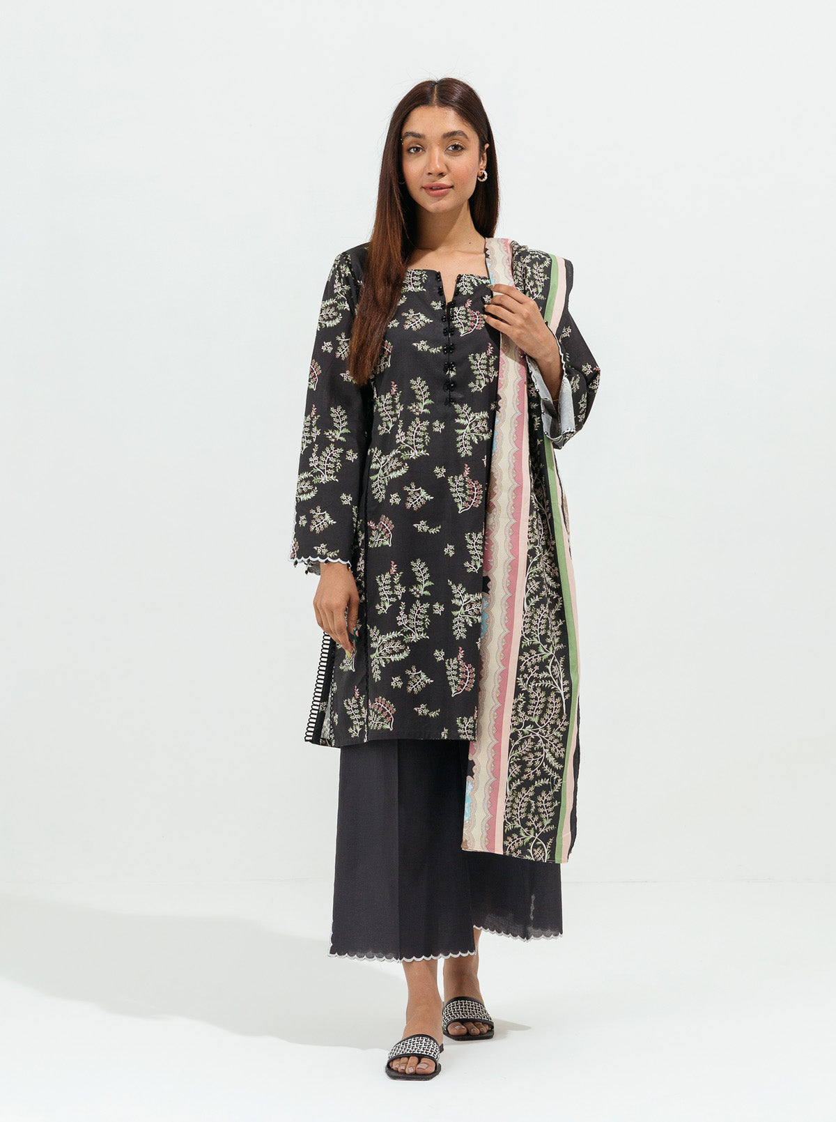 Luxe Black-Printed-2P (Unstitched)