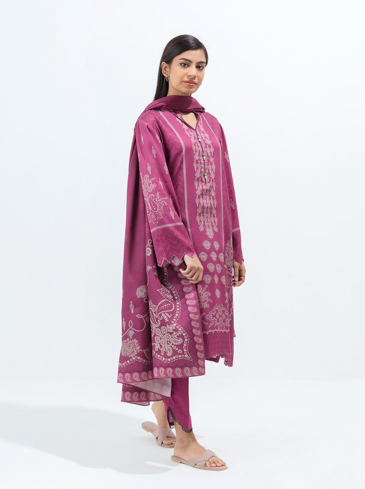Raspberry Radiance-Printed-2P (Unstitched)