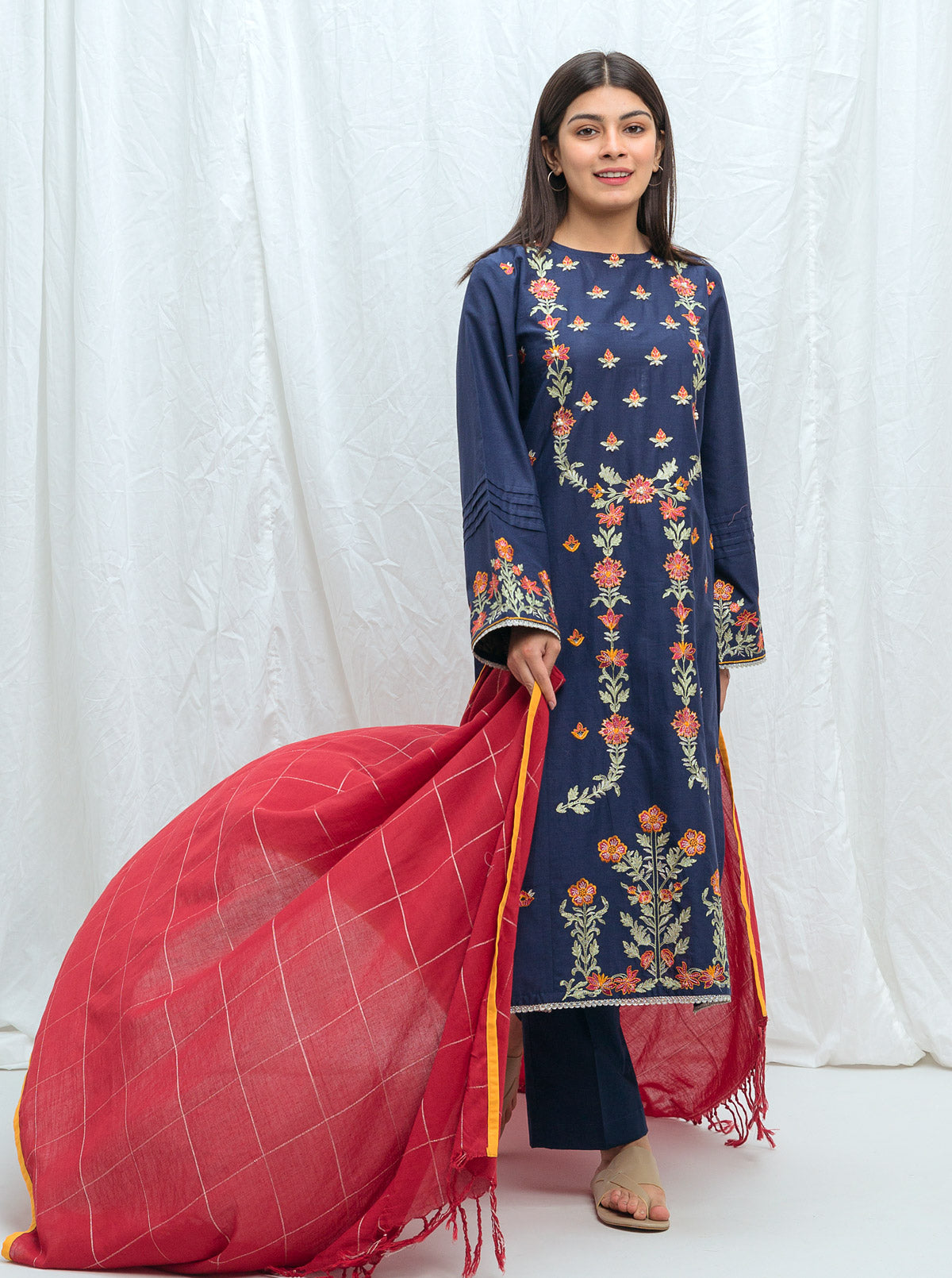 Bashful Blue-Embroidered-2P (Unstitched)