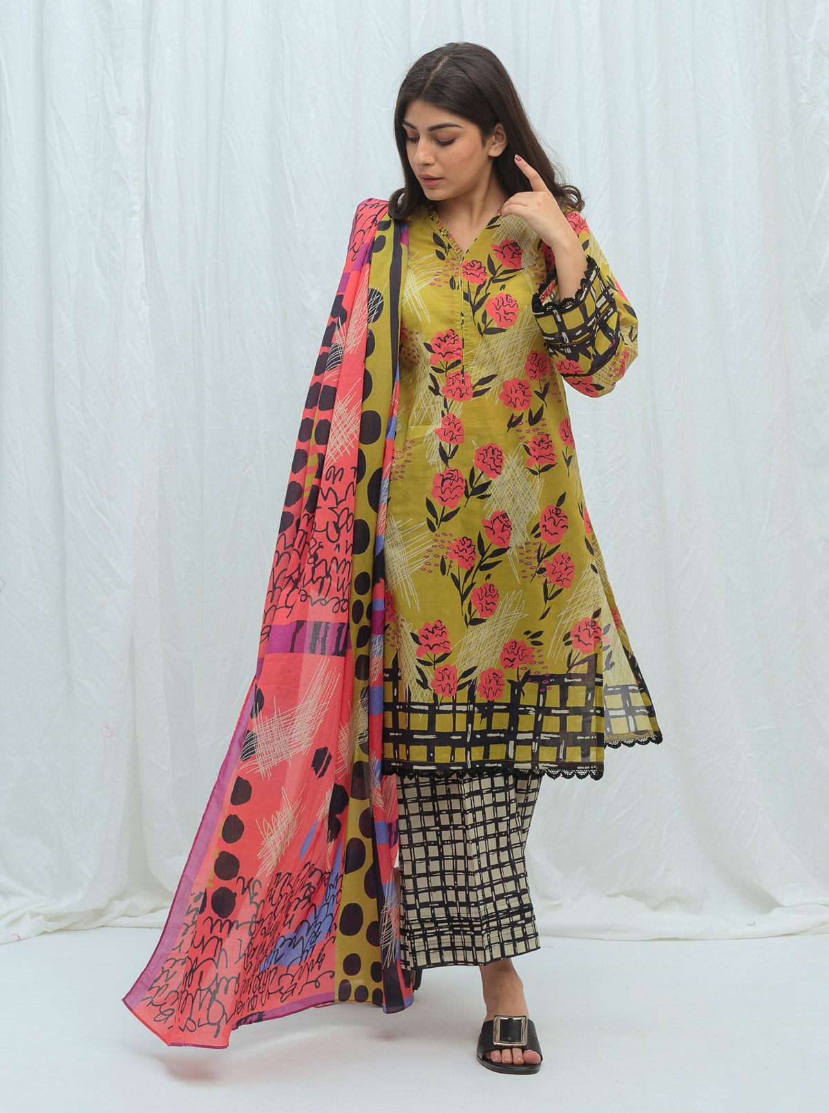 Floral Sunshine-Printed-3P (Unstitched)