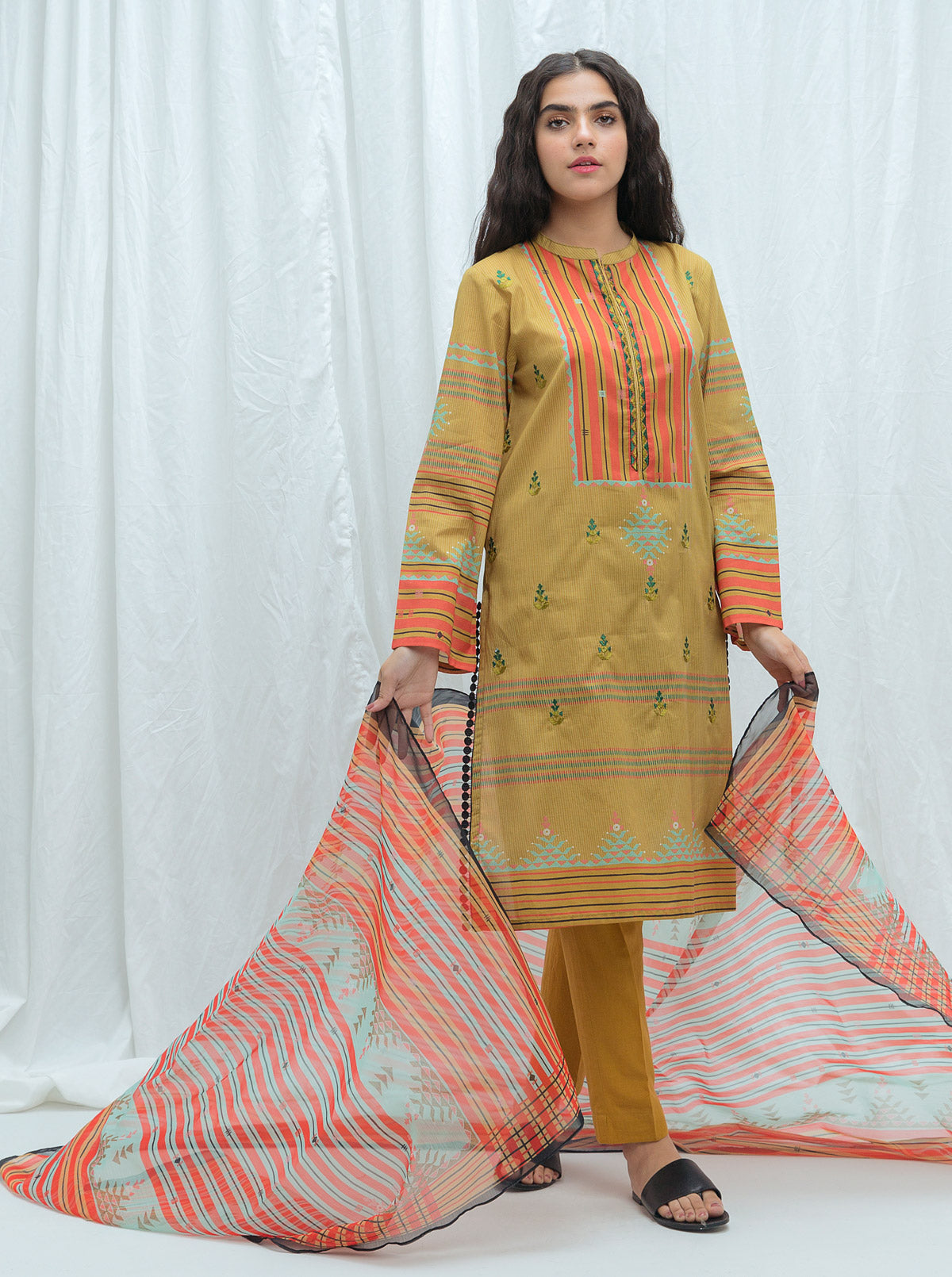 Burnished Green-Embroidered-2P (Unstitched)