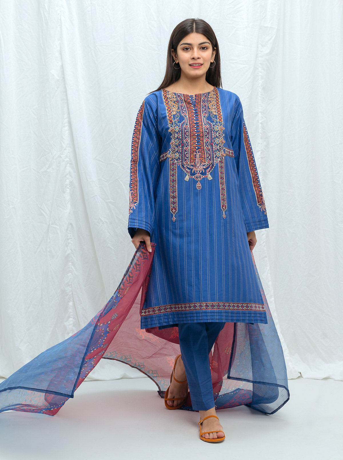 Evening Blue-Embroidered-2P (Unstitched)