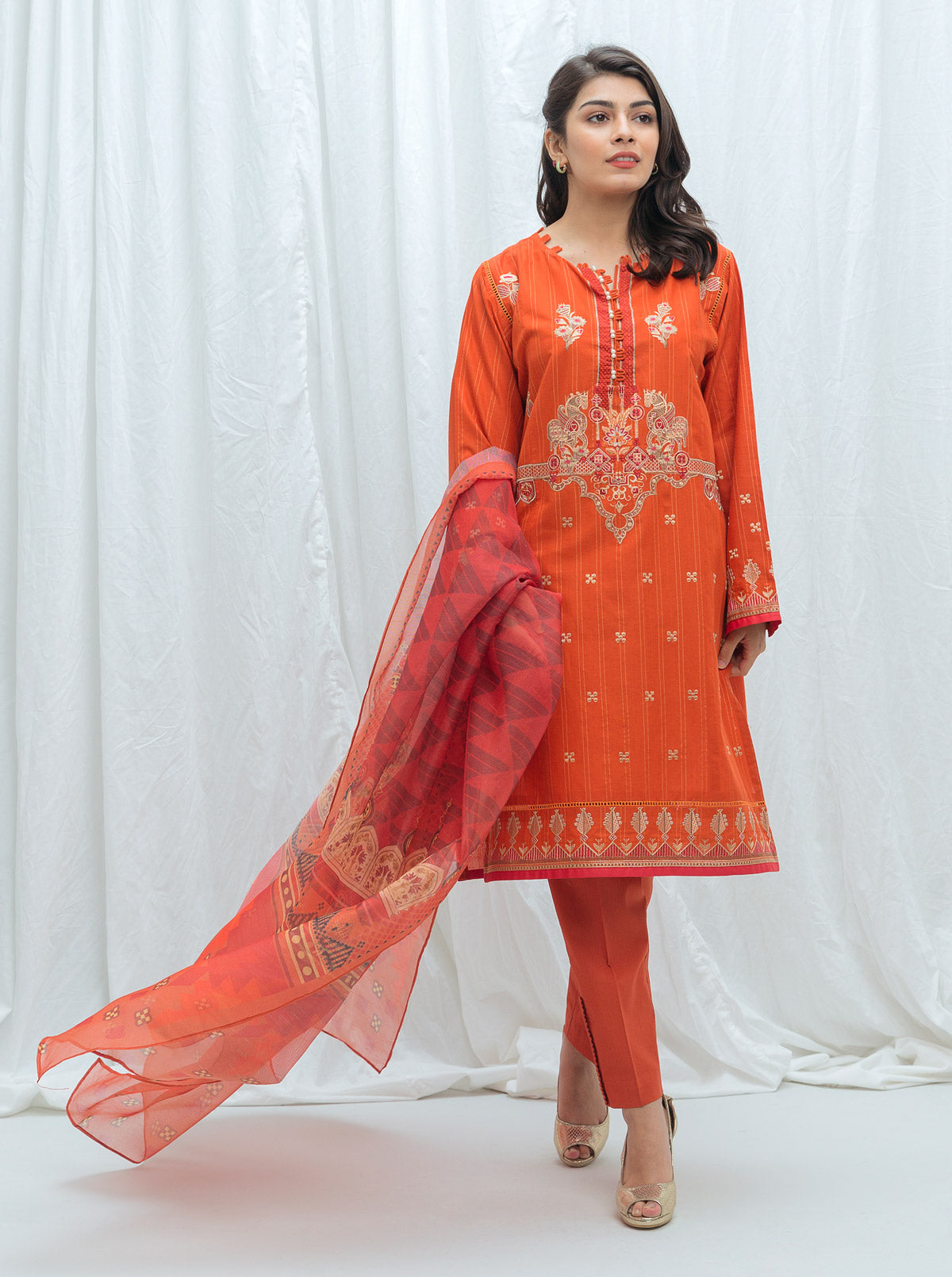 Tangerine Tones-Embroidered-2P (Unstitched)