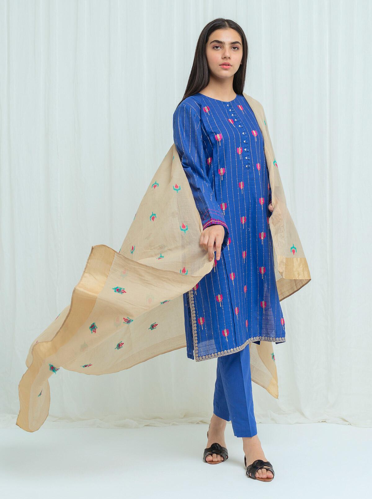FW25DD-2817  BLUE PRINTED DUPATTA