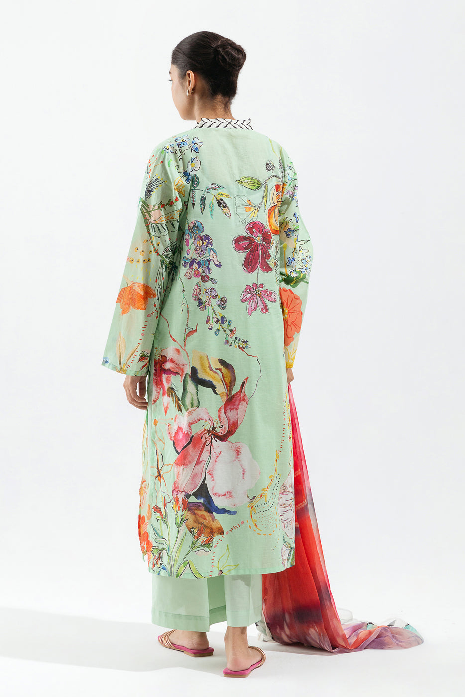 3 Piece - Printed Lawn Suit - Mint Voyage