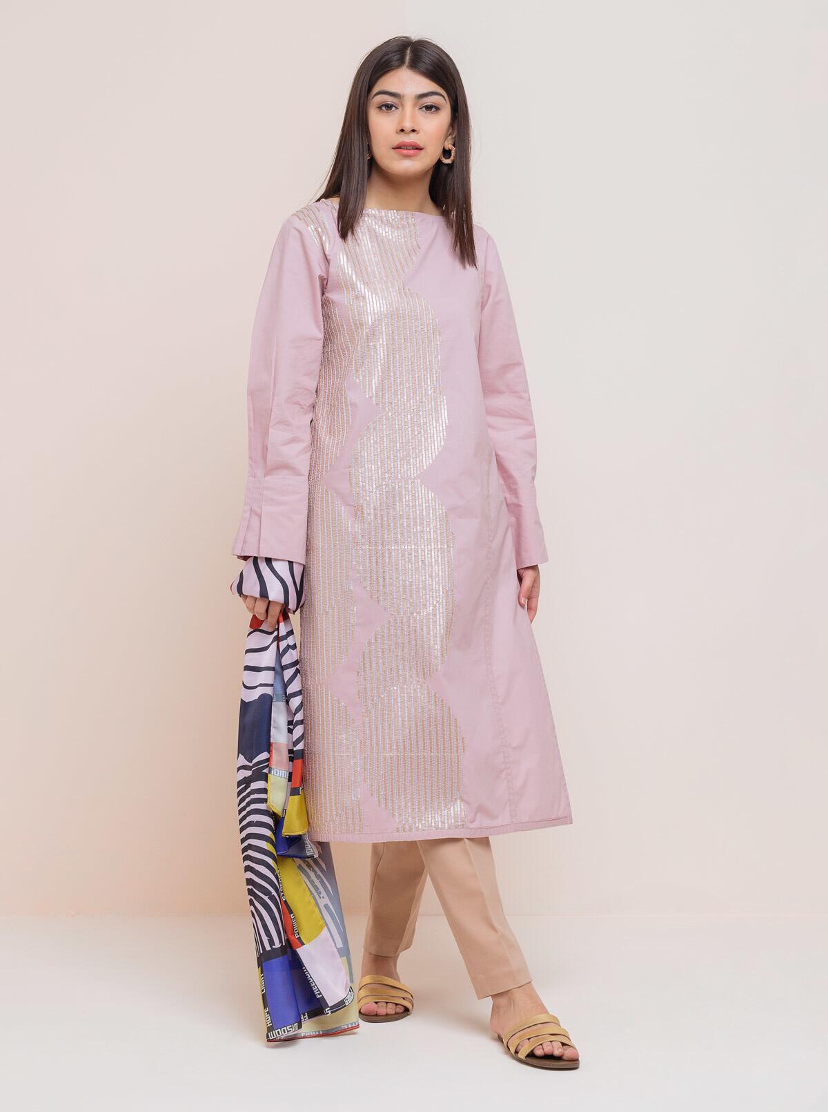 Embroidered Shirt With Scarf