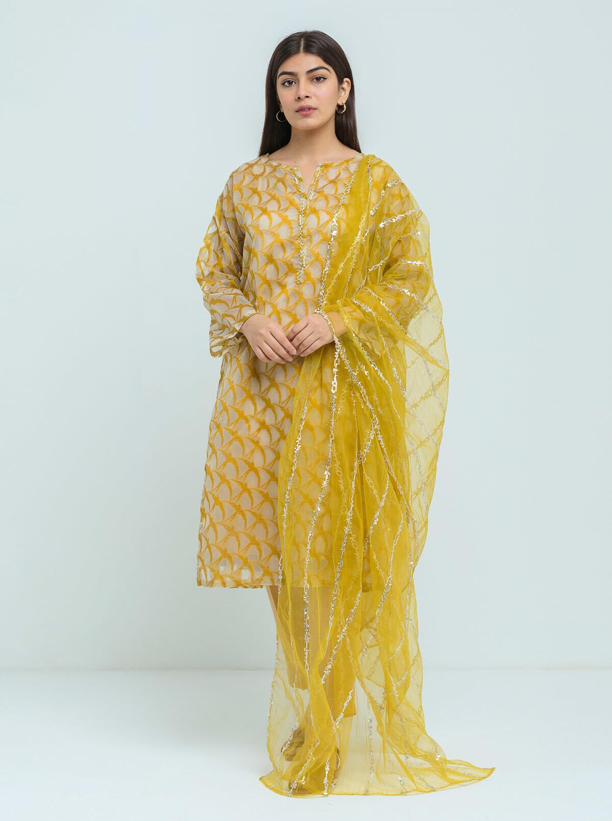 JACQUARD SHIRT WITH DUPATTA