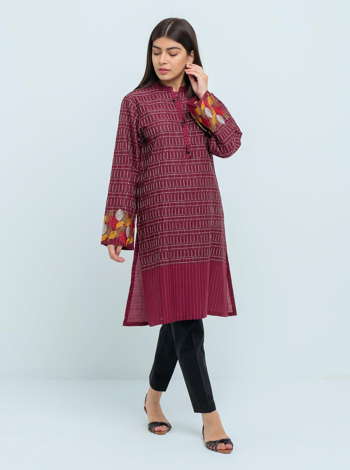 DC-2263 GREEN 2PCS  EMBROIDERED KURTA WITH TROUSER