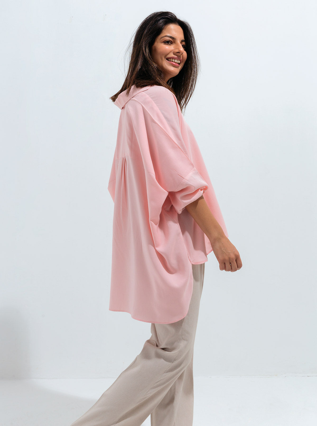 Powder Pink Boxy Collar Top