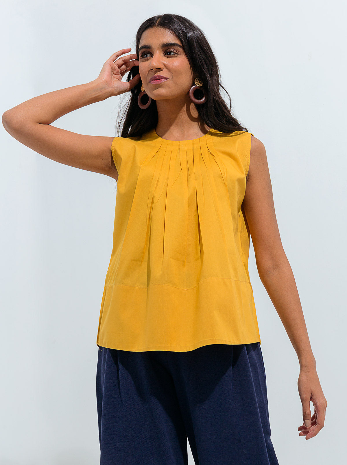 Yellow Pleated Top