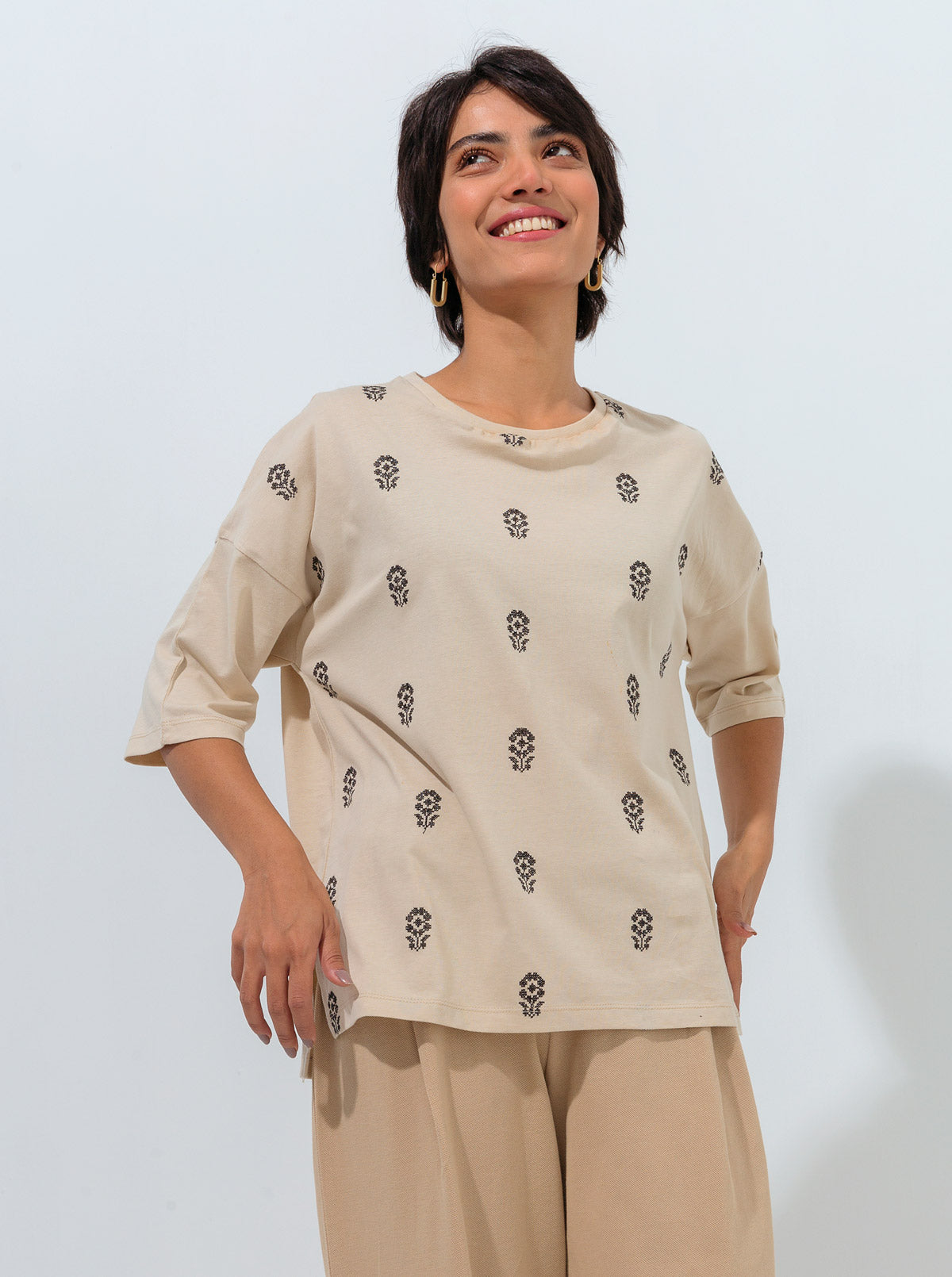 Floral Embroidered T-Shirt