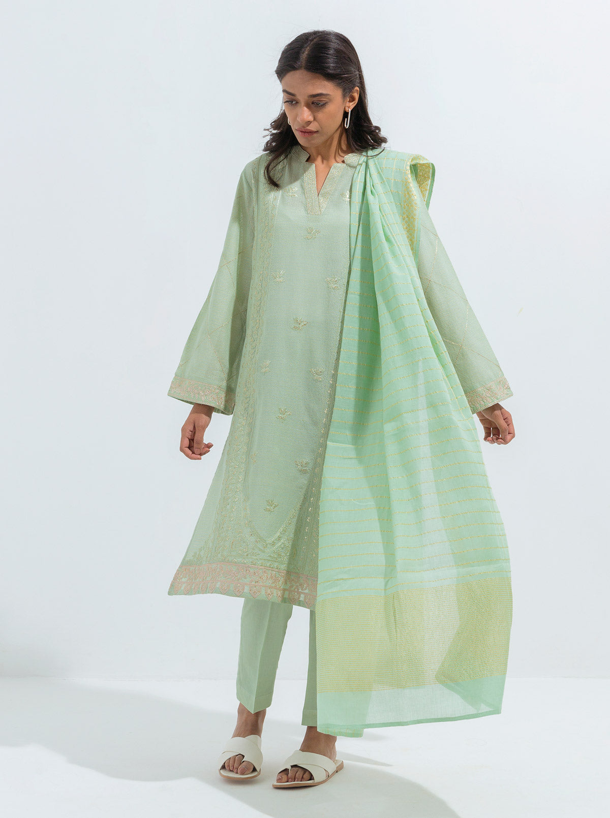 Embroidered Shirt With Dupatta