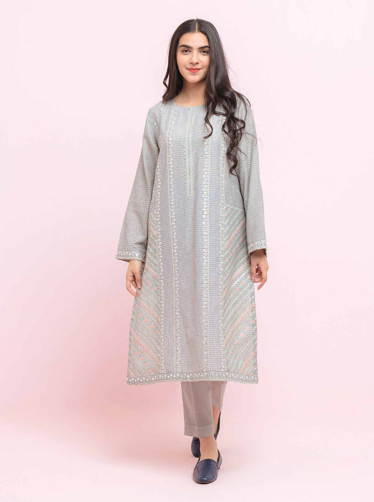 AJZS-28 EMBROIDERED ORGANZA 2 PCS