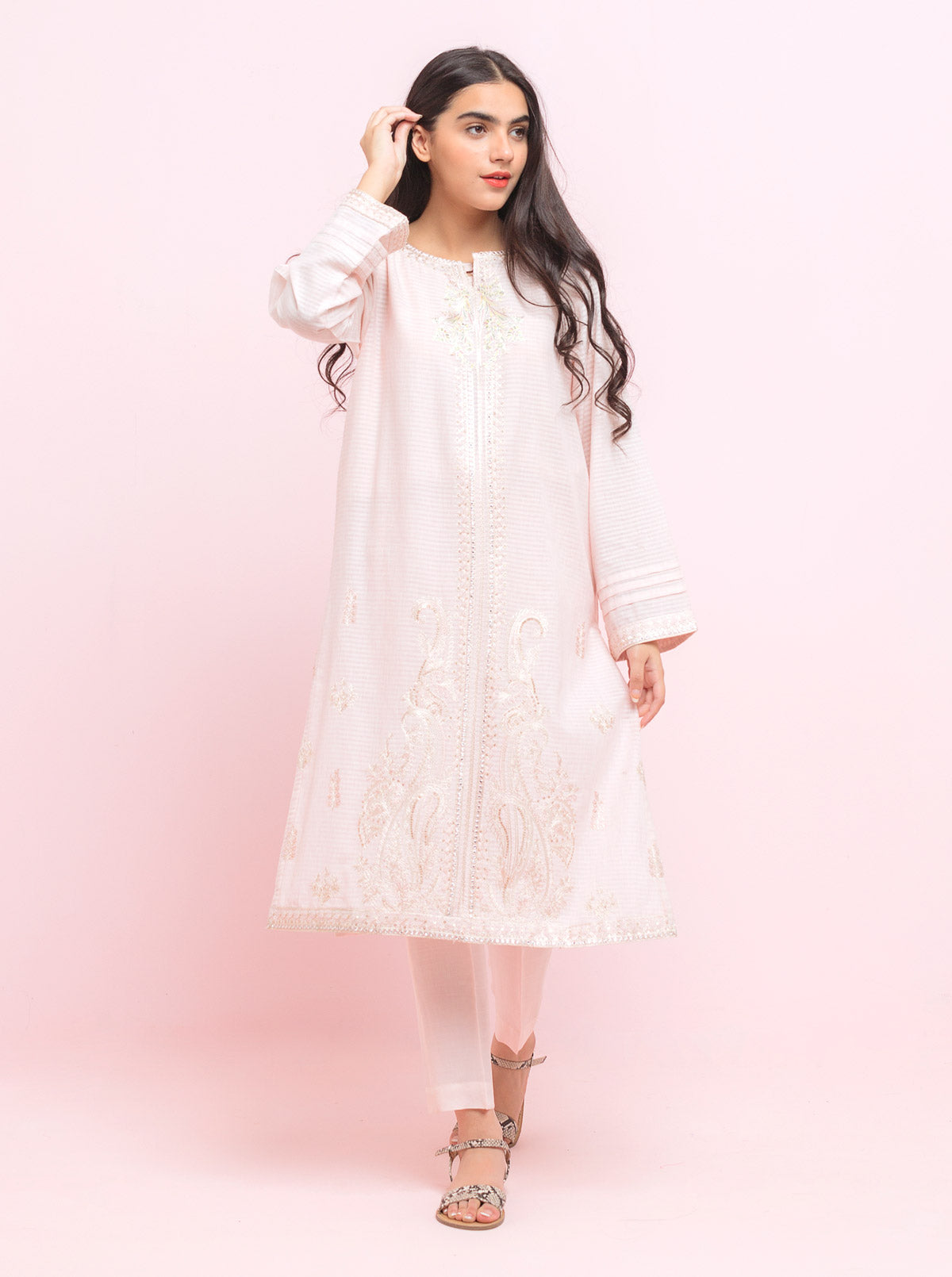 AJZS-27 EMBROIDERED CHANDERI COTTON 2 PCS
