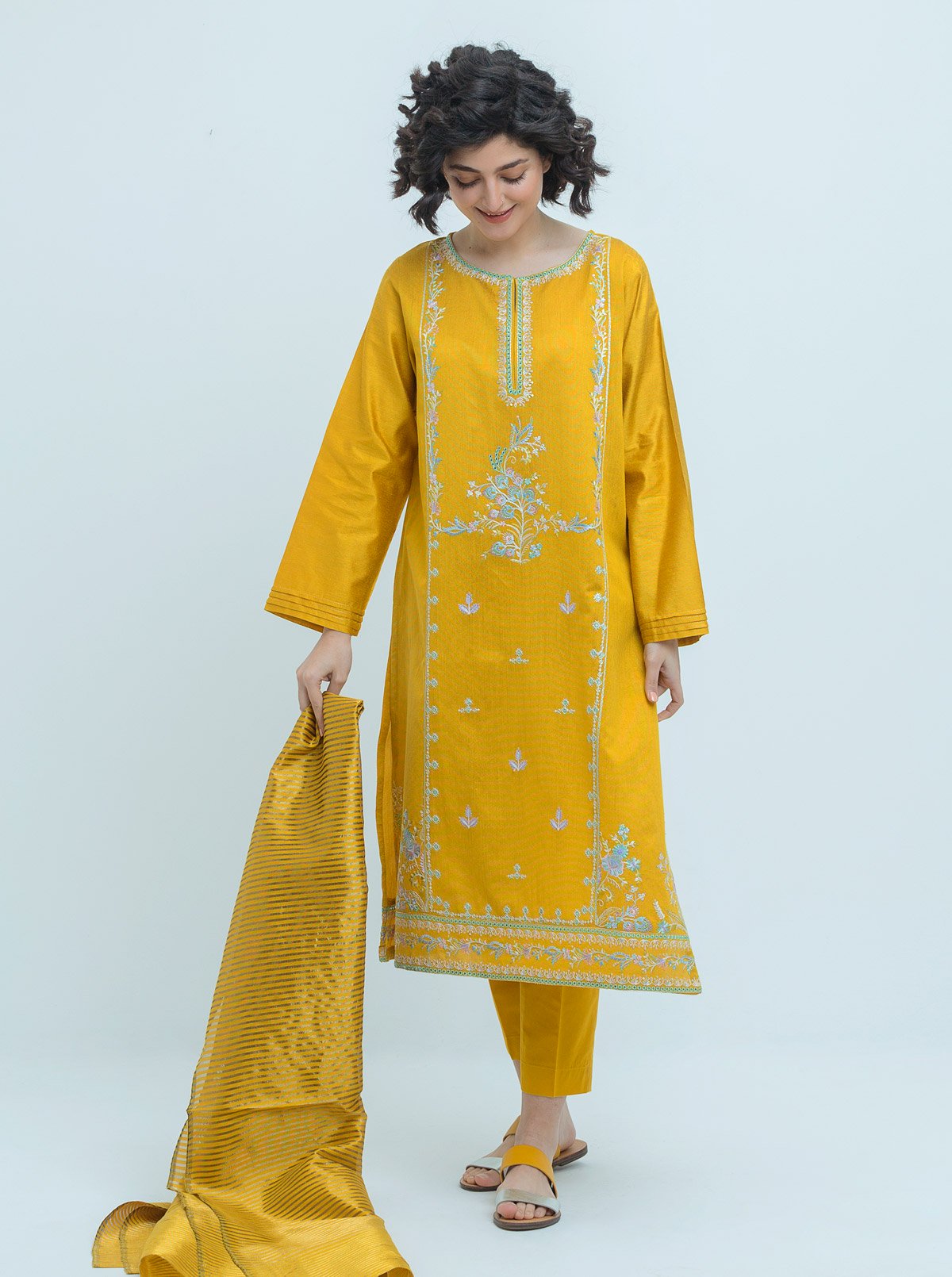 Embroidered Shirt With Dupatta