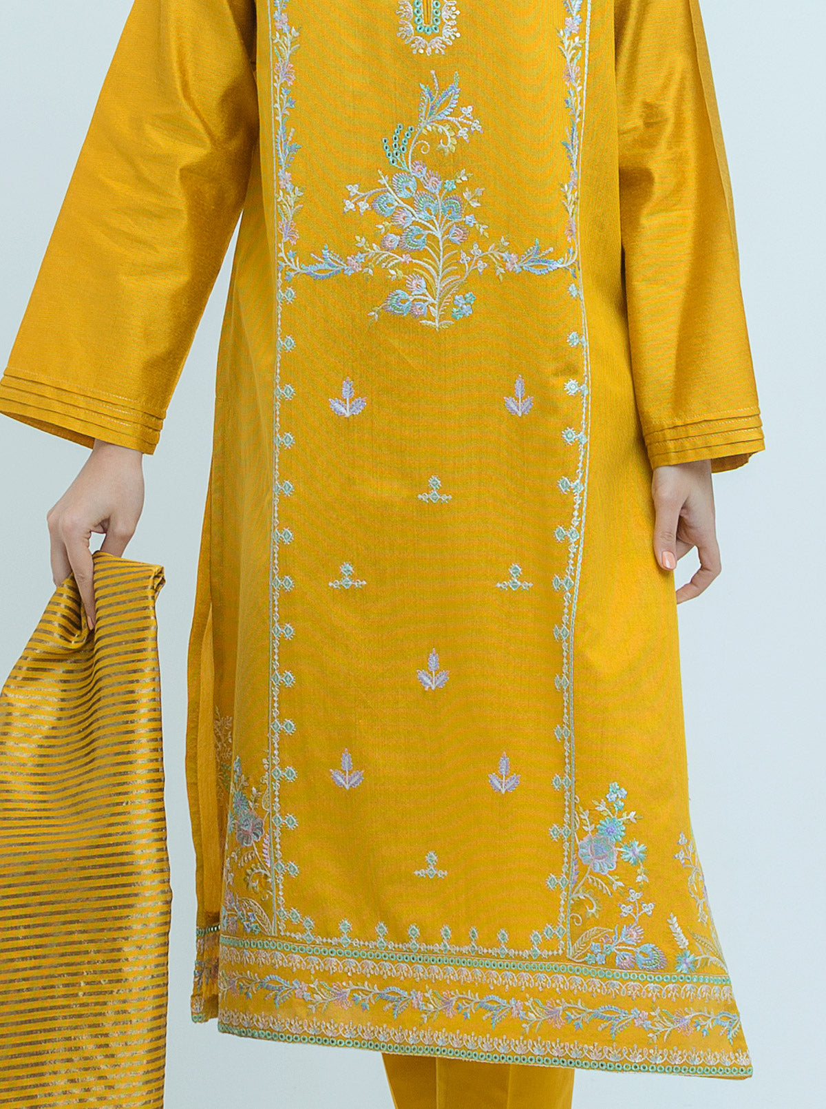 SS25DA-2765   PINK  2PCS  EMBROIDERED KURTA WITH TROUSER