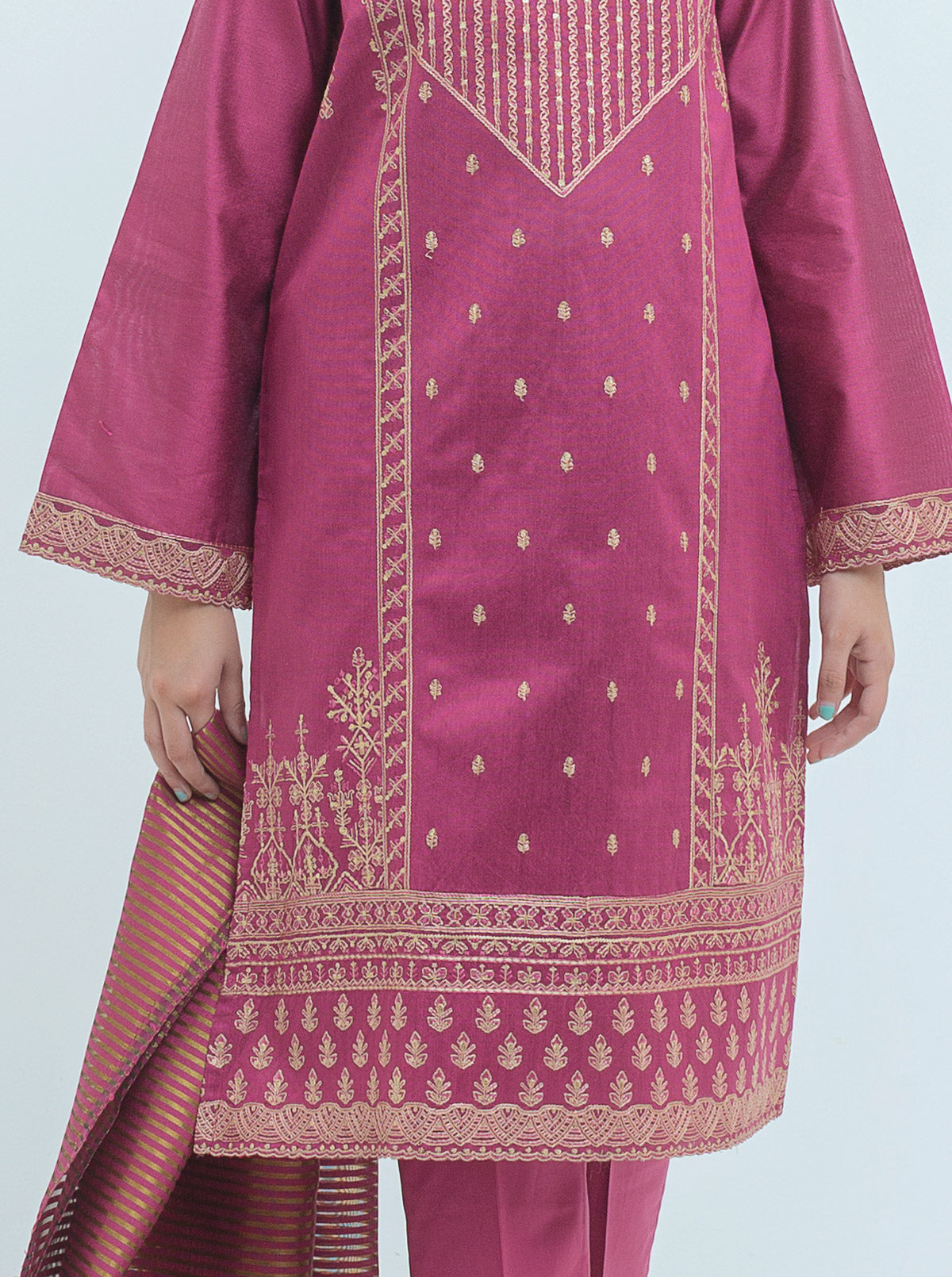 SS25DA-2767   SKY BLUE  2PCS  EMBROIDERED KURTA WITH TROUSER