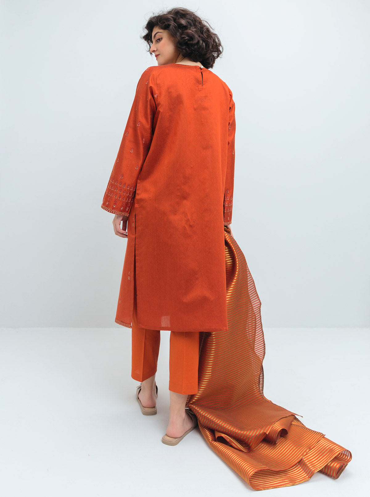 SS25DA-2776   BLUE  2PCS  EMBROIDERED KURTA WITH TROUSER