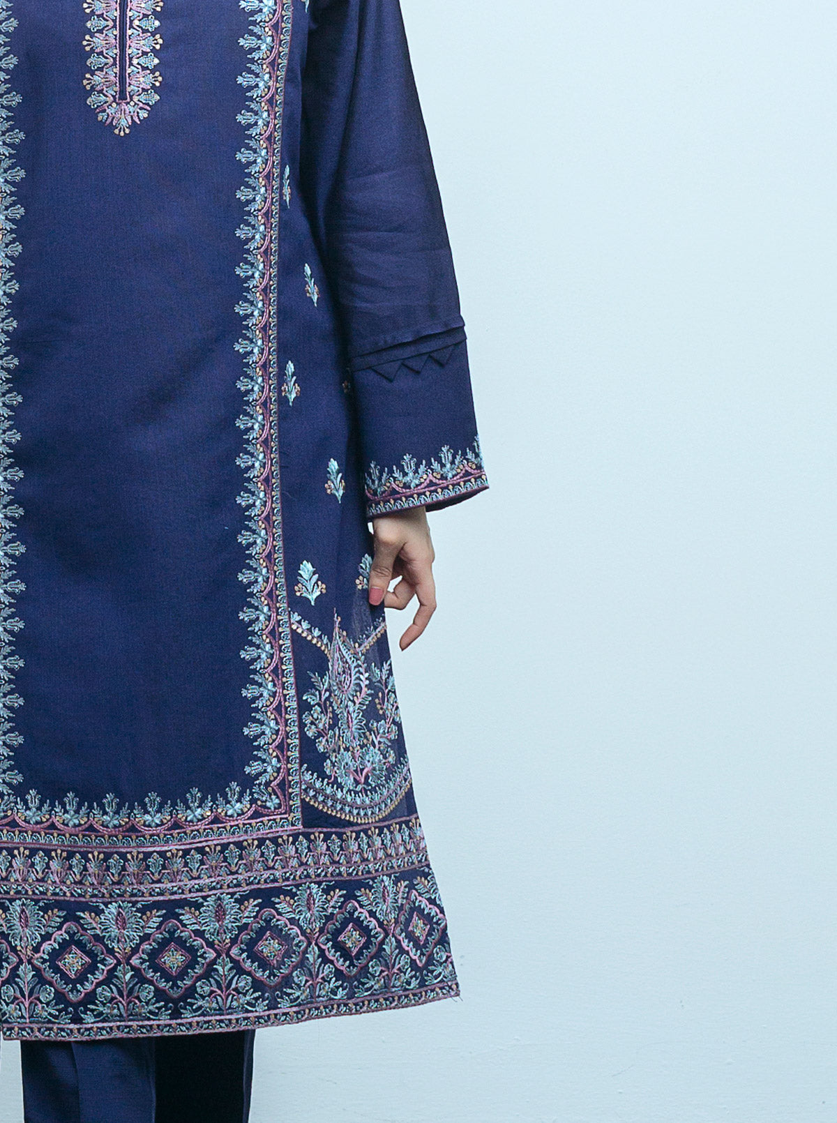 Embroidered Shirt With Dupatta And Pant
