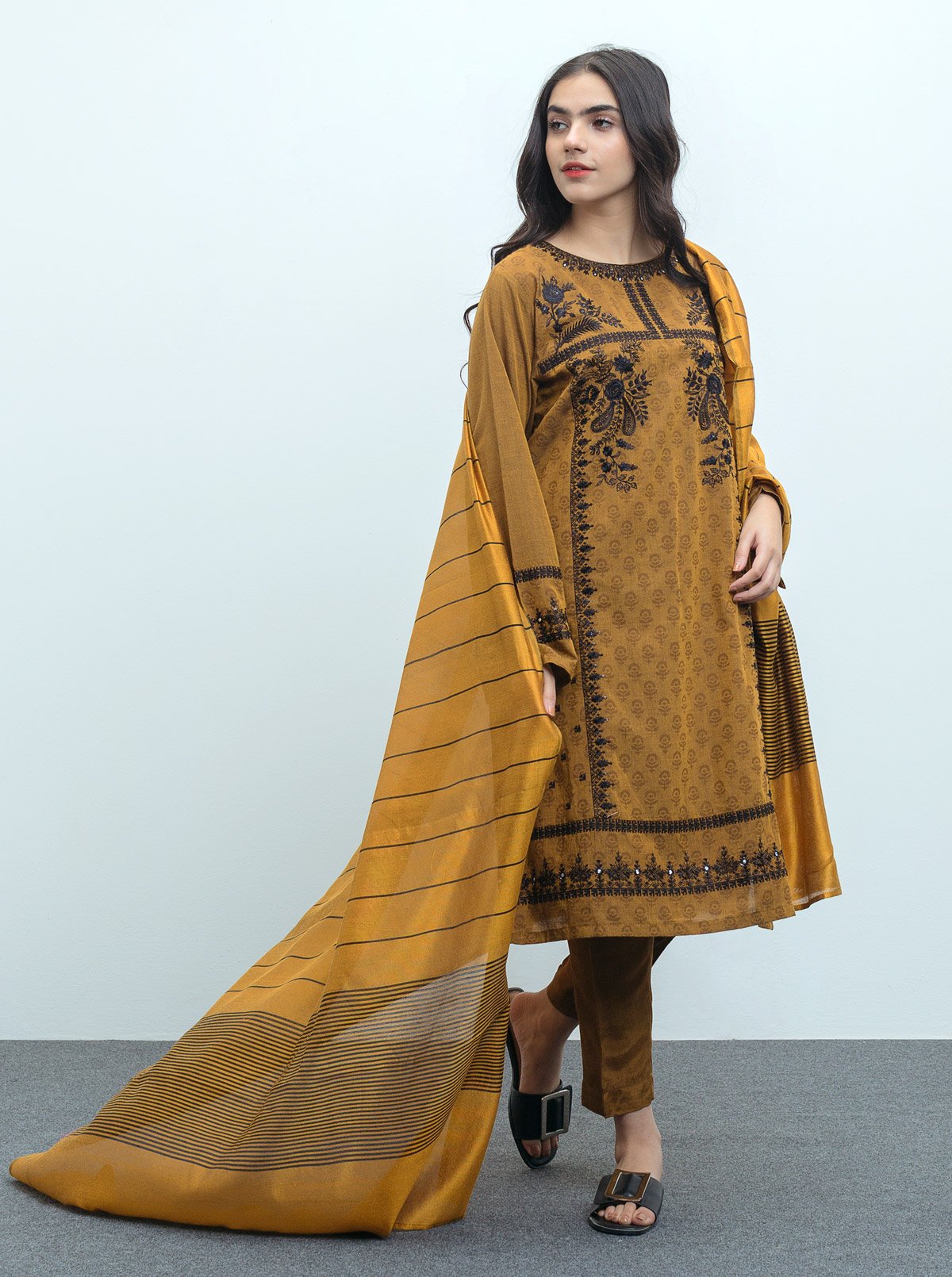 Embroidered Shirt With Dupatta