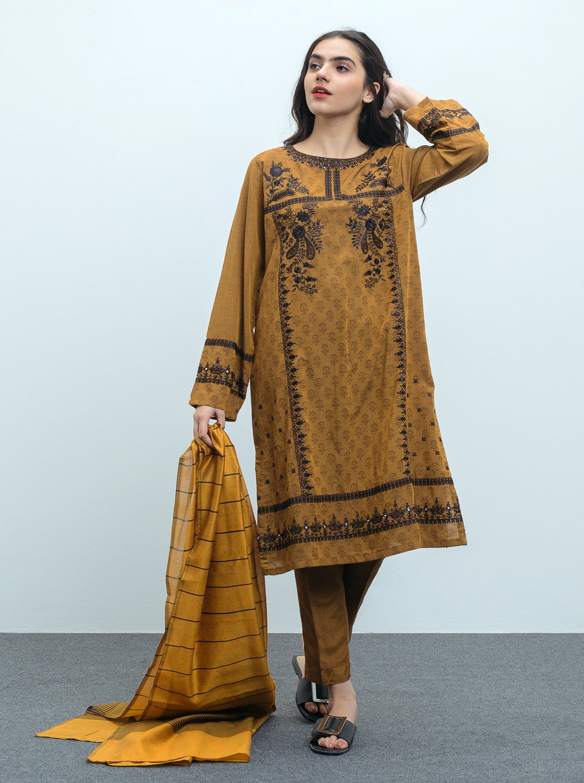 Embroidered Shirt With Dupatta