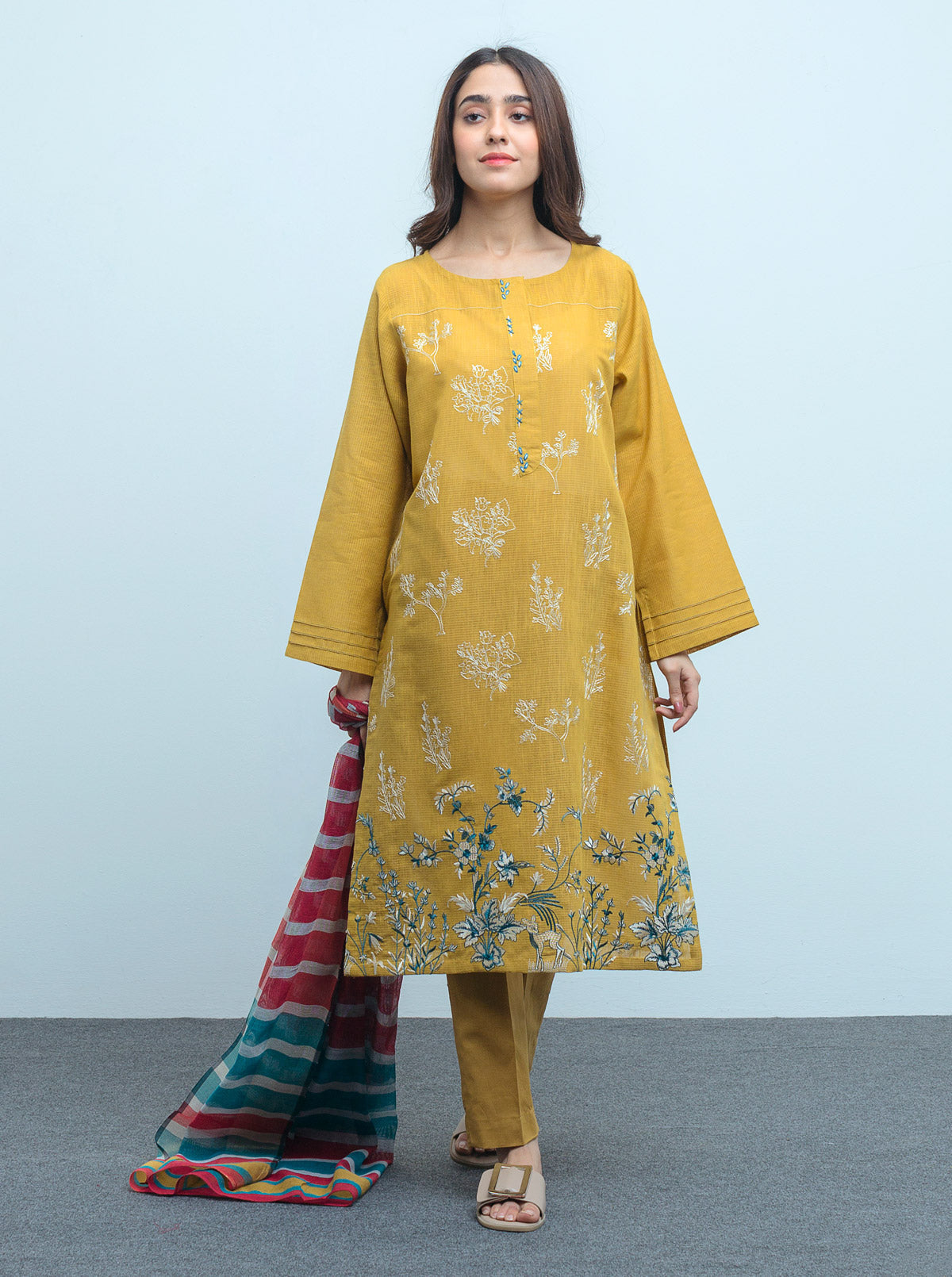 Embroidered Shirt With Dupatta