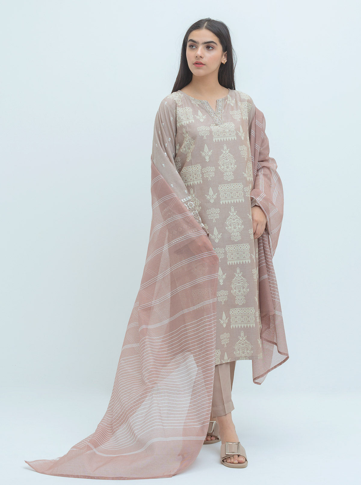 Embroidered Shirt With Dupatta