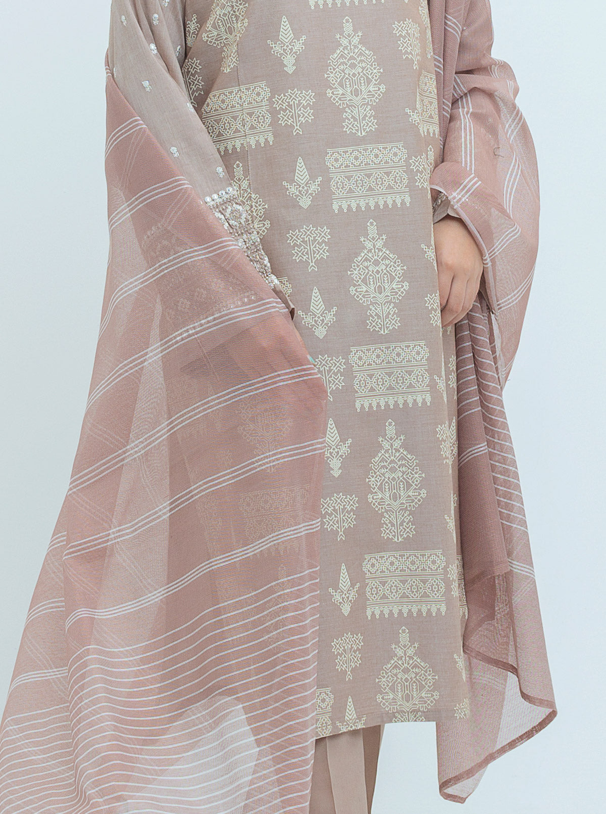 Embroidered Shirt With Dupatta