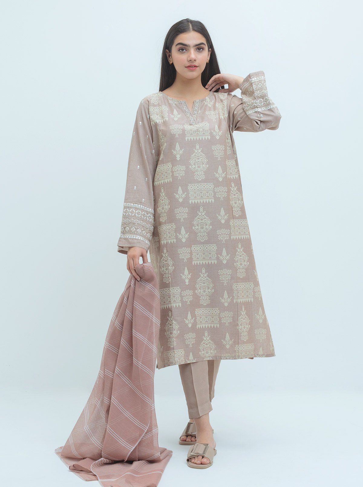 Embroidered Shirt With Dupatta