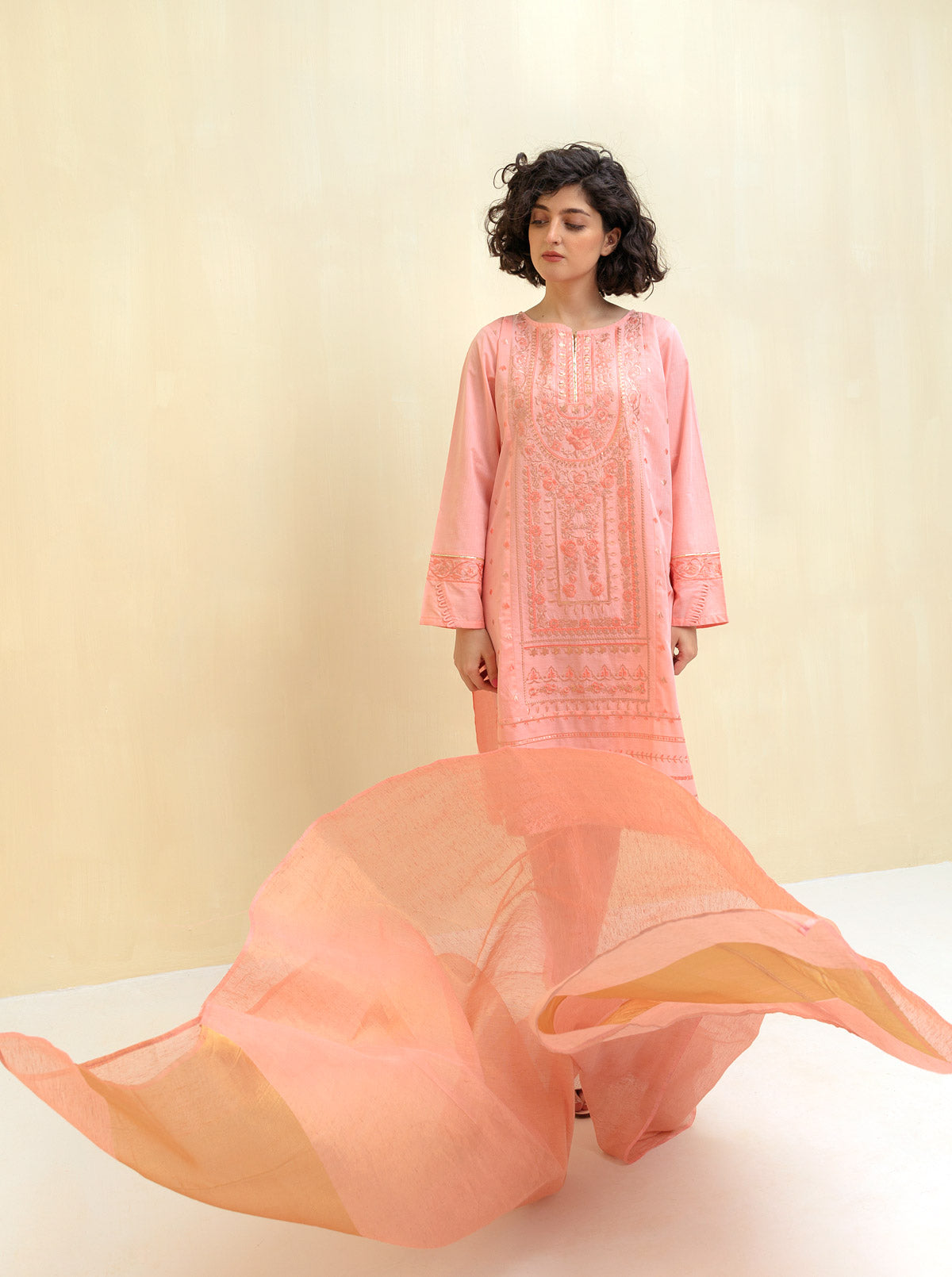 Embroidered Shirt With Dupatta