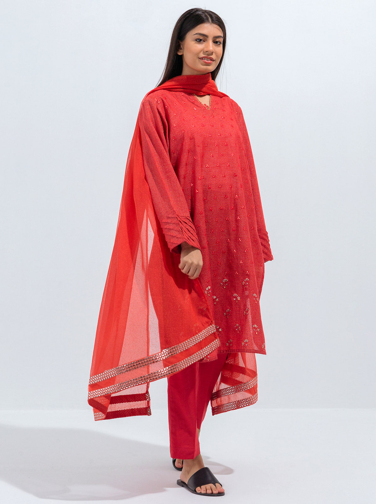 Embroidered Shirt With Dupatta