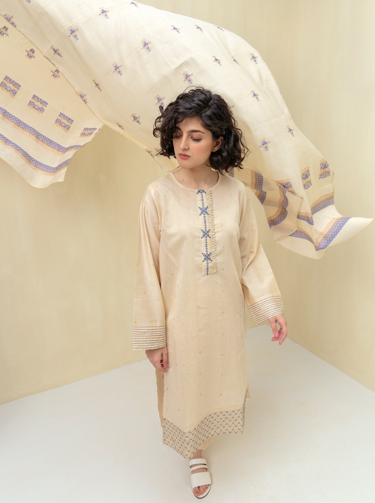 Embroidered Shirt With Dupatta