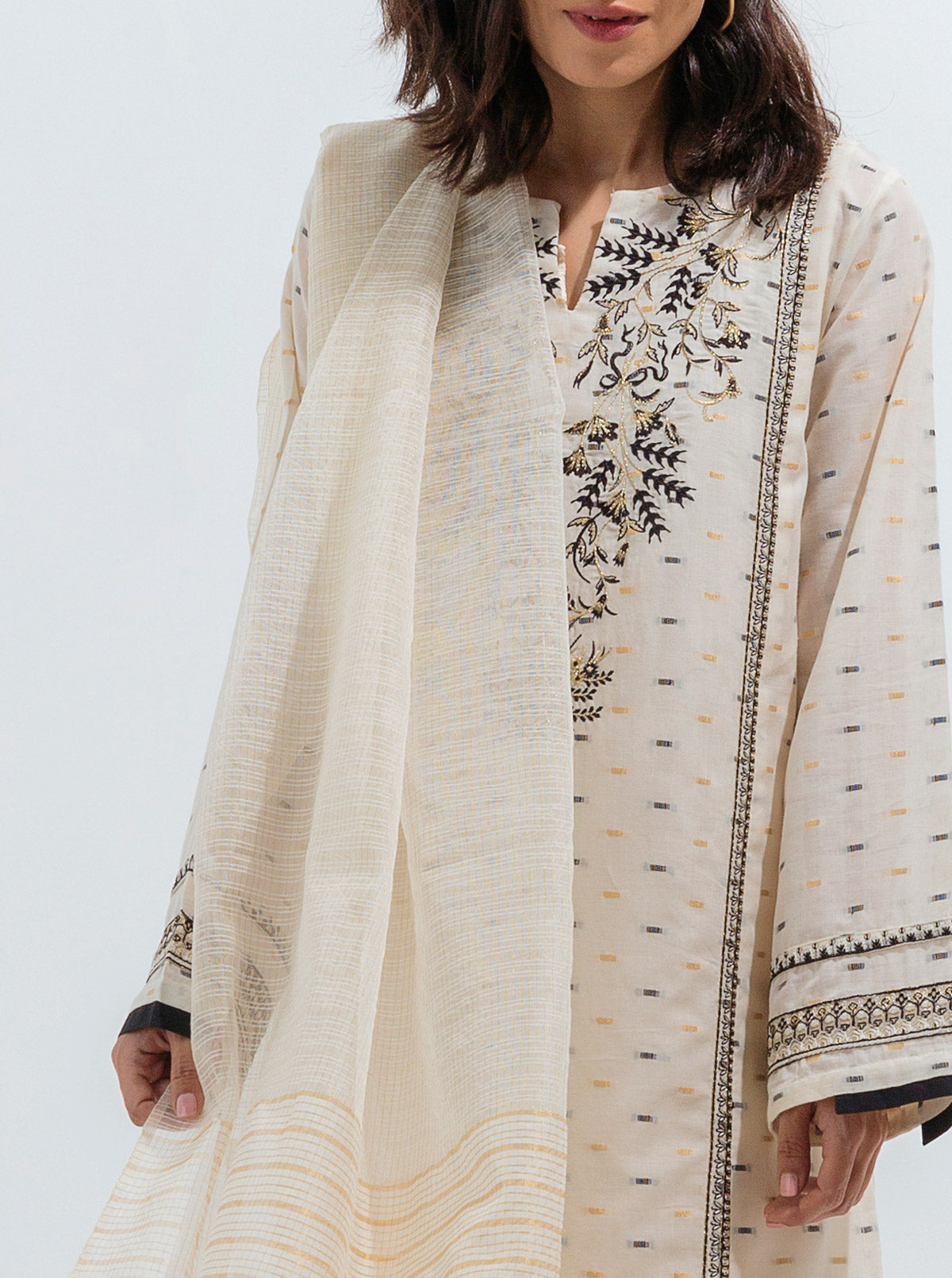 Embroidered Shirt With Dupatta