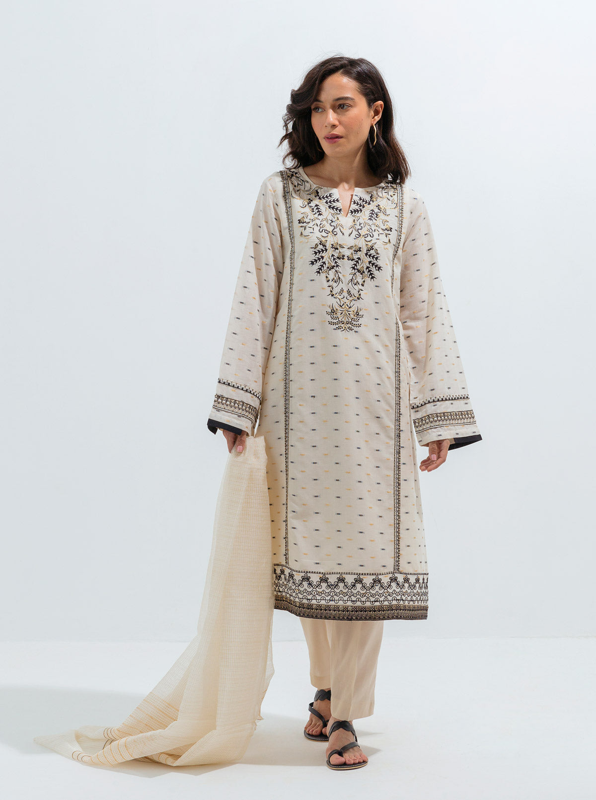 Embroidered Shirt With Dupatta