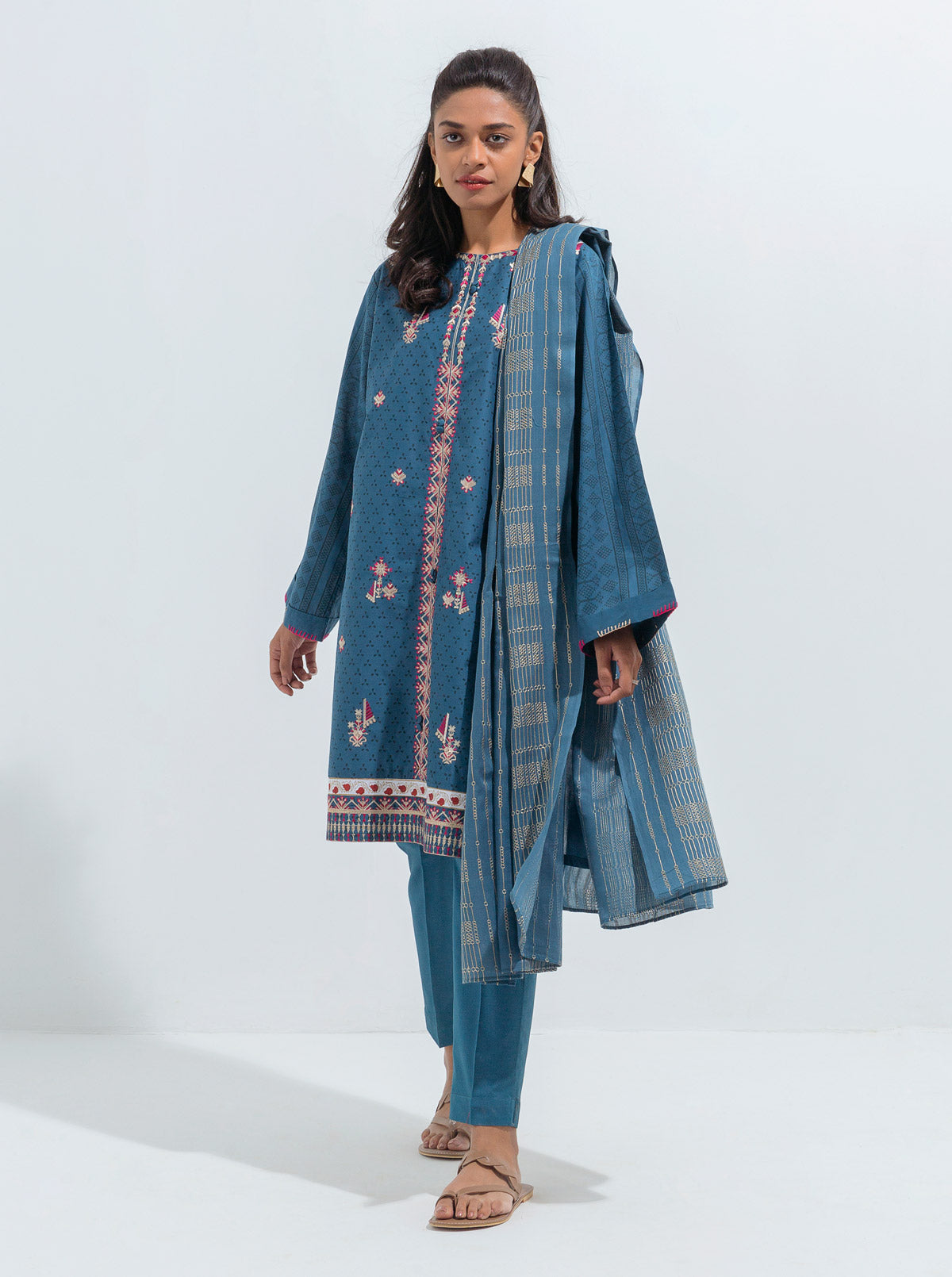 Embroidered Shirt With Dupatta