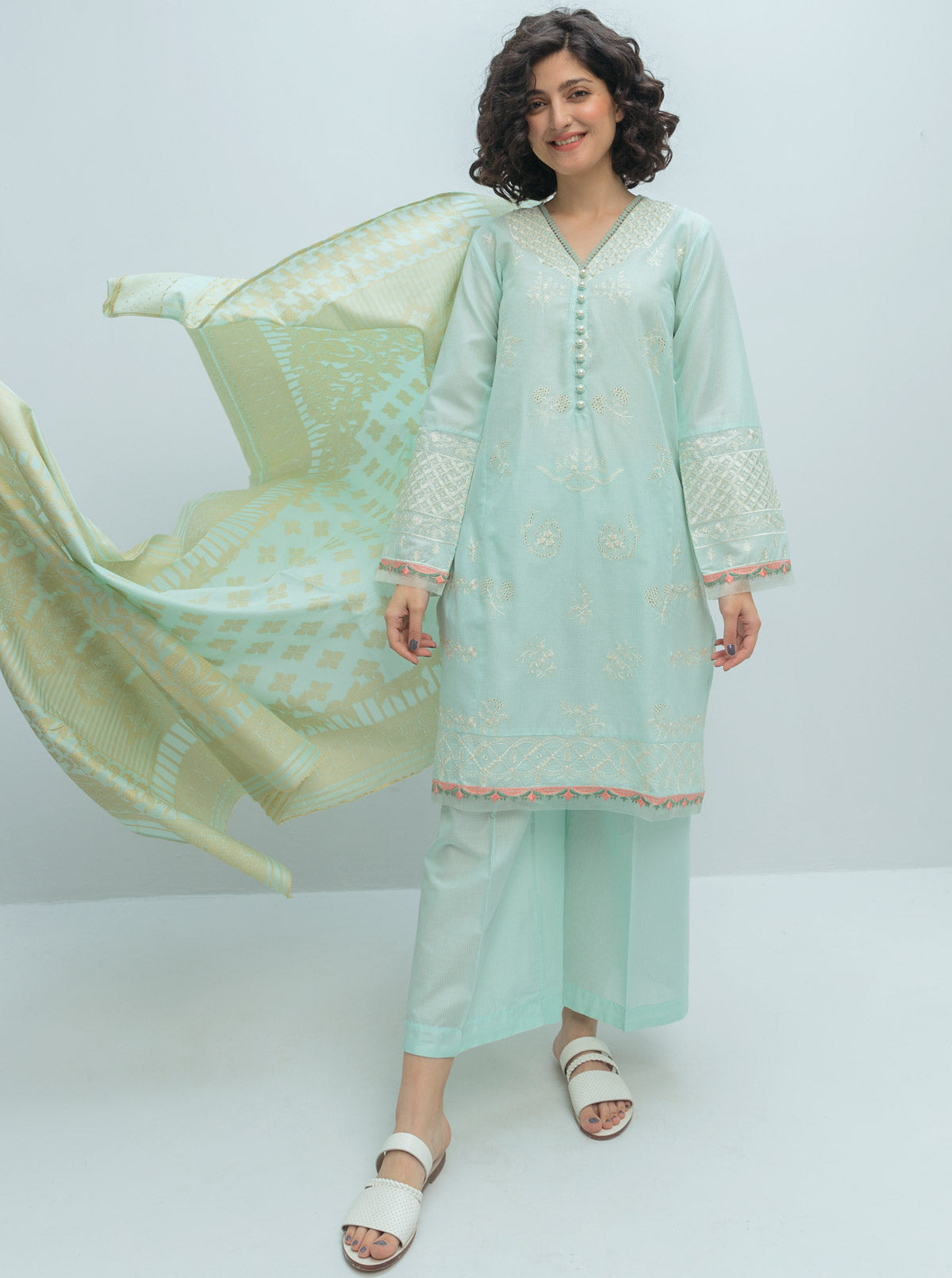 Embroidered Shirt With Dupatta