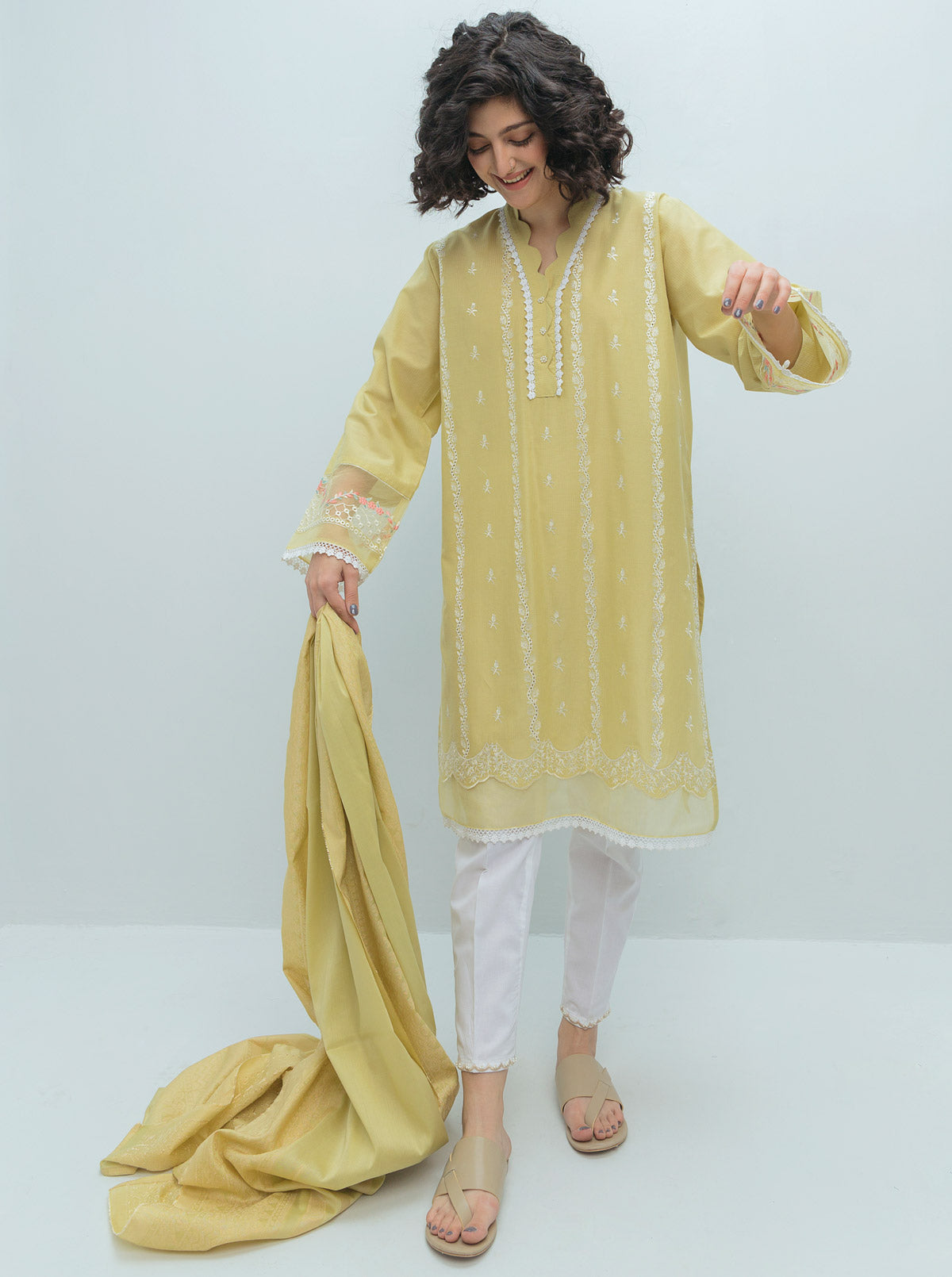 Embroidered Shirt With Dupatta