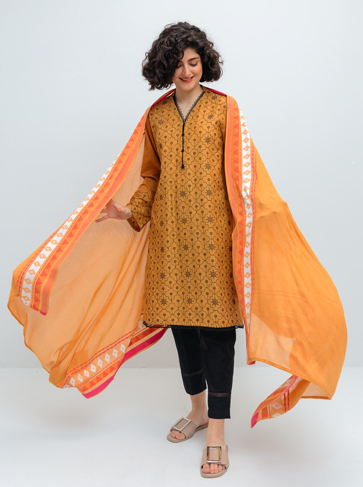 Embroidered Shirt With Dupatta