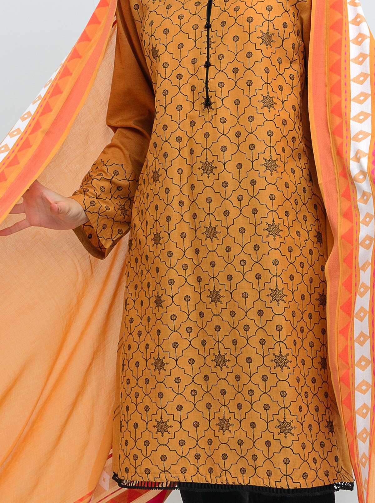 Embroidered Shirt With Dupatta