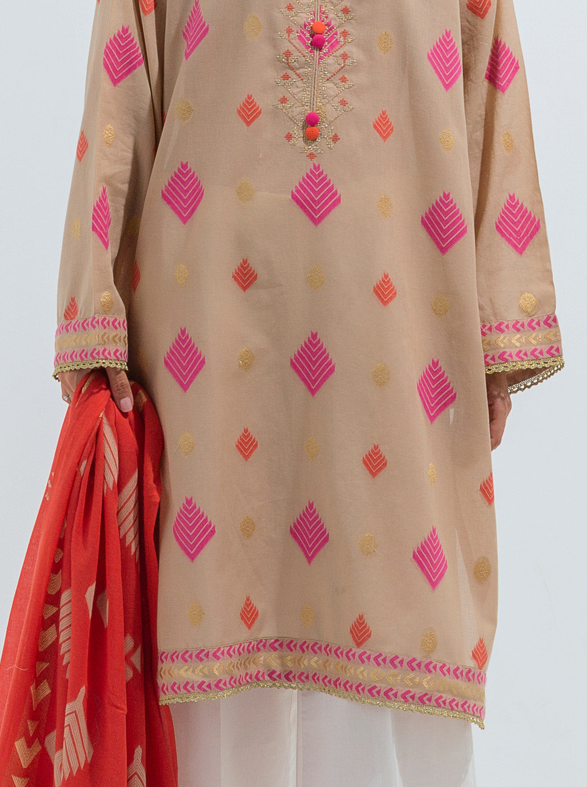 Embroidered Shirt With Dupatta