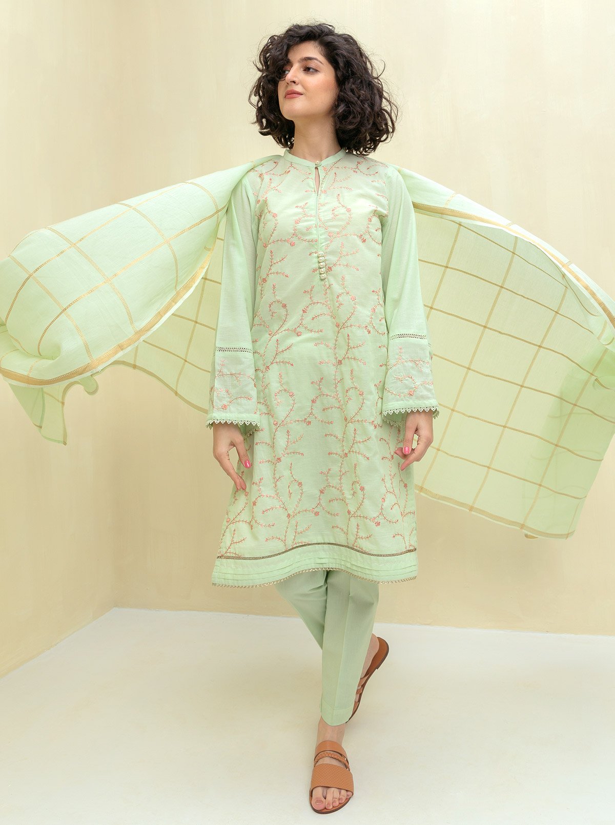 Embroidered Shirt With Dupatta