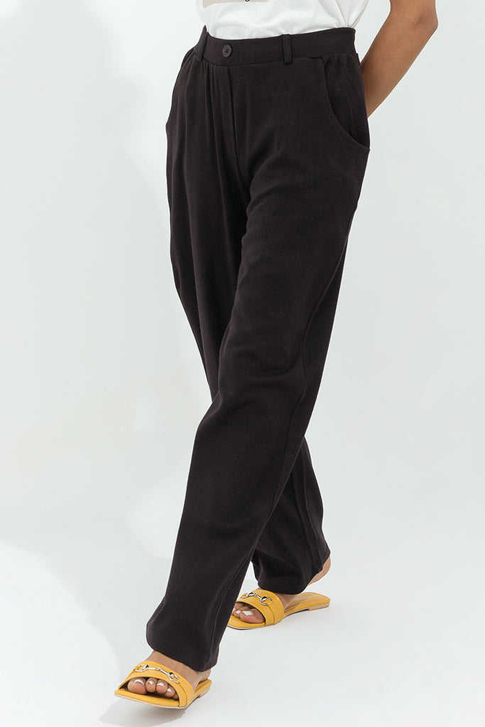 Black Wide Leg Knit Pants