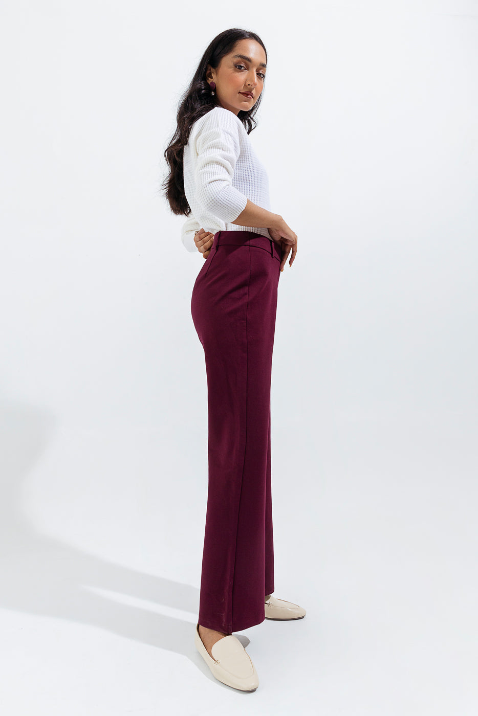 Maroon Bootcut Pants