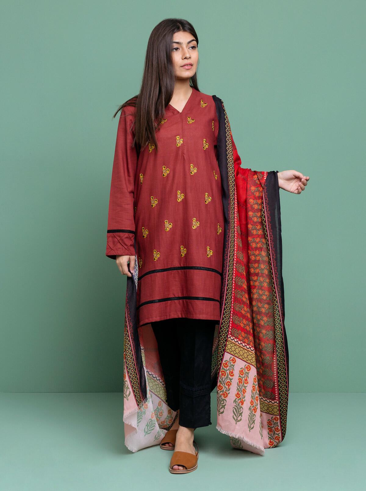AJZS-09 EMBROIDERED CHIFFON 3 PCS