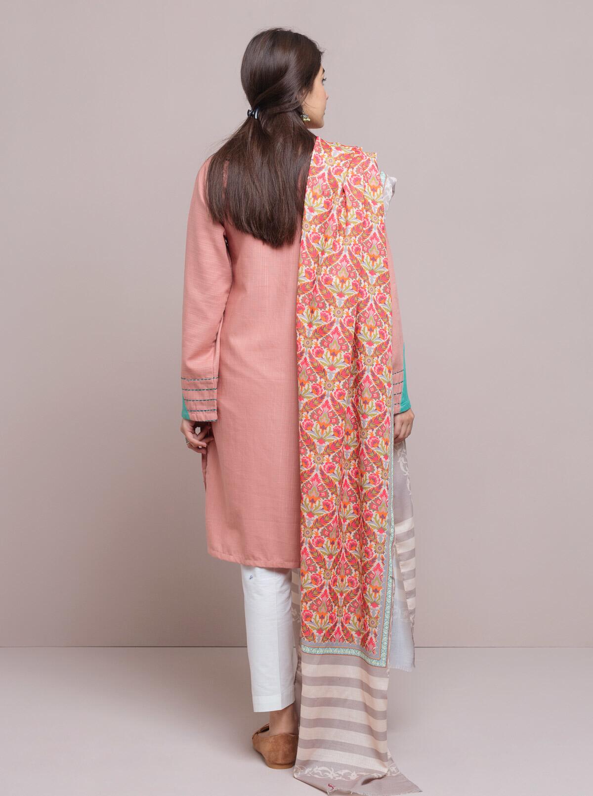 AJZS-12 EMBROIDERED CHANDERI COTTON 3 PCS
