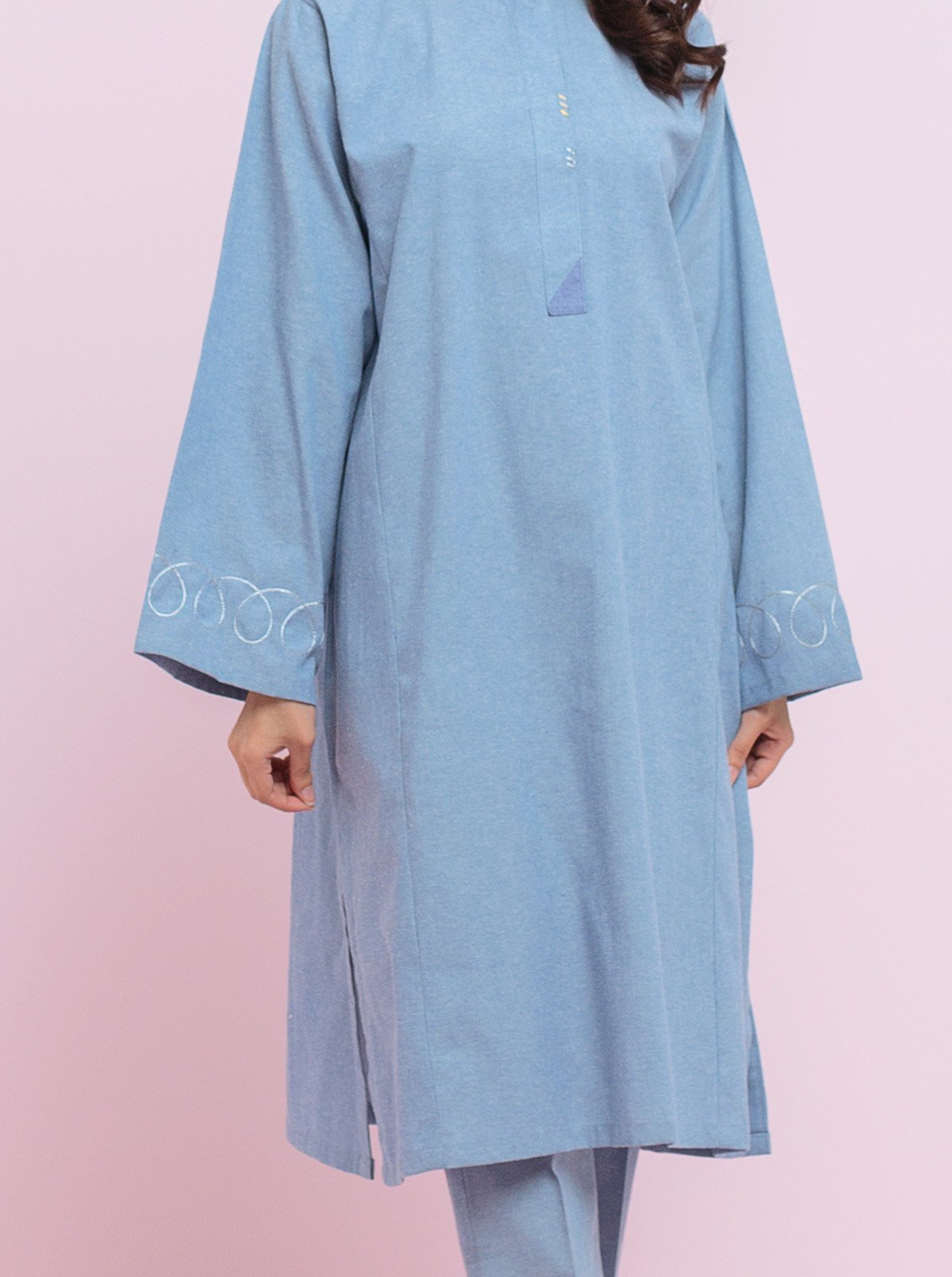 DA-2034 GREY EMBROIDERED KURTA WITH DUPATTA